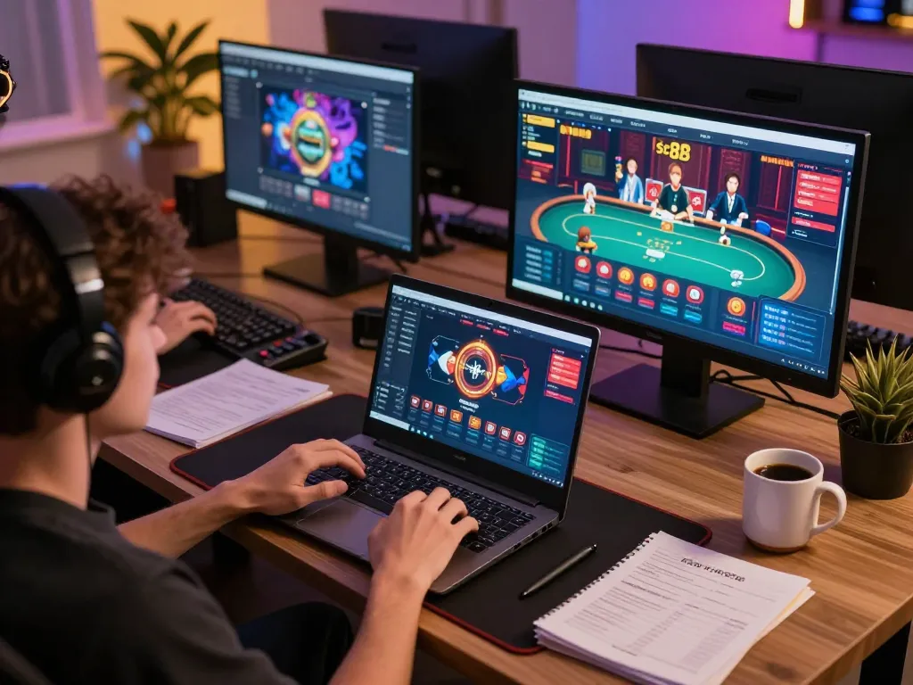 Players enjoying strategic gameplay at nhà cái sc88 with engaging online casino interfaces and cozy ambience
