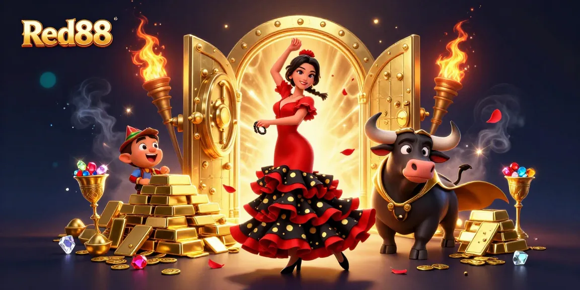 Experience the thrill at Red88 with 3D characters amid a whirlwind of casino treasures.