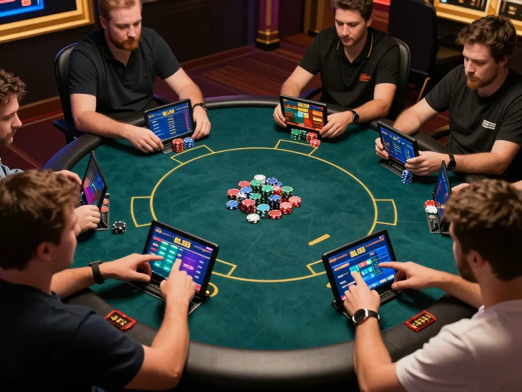 Players engaging with BL555 online poker game interface, showcasing digital interaction and excitement.