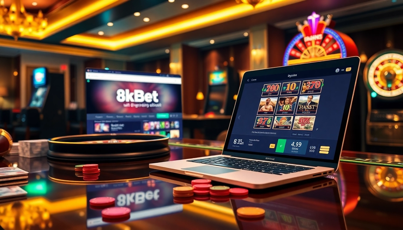 Engage with thrilling online gambling at https://8kbet.insure/ showcasing exciting casino visuals.