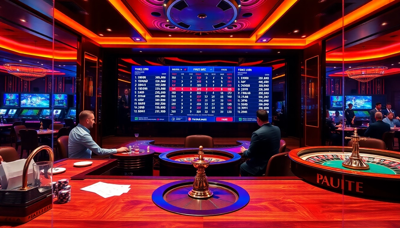 Betting slips and chips illuminate a kèo nhà cái sports betting area in a luxury casino.