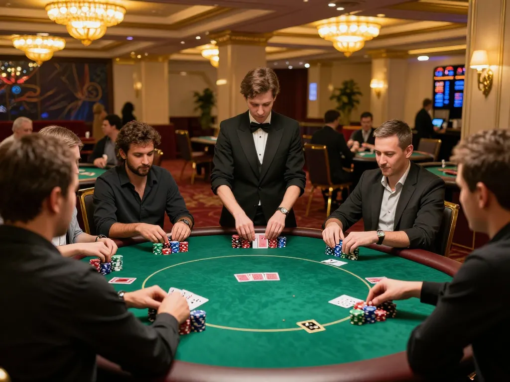 Players engaging in a strategic poker game at DH88 casino, showcasing a dynamic table scene.