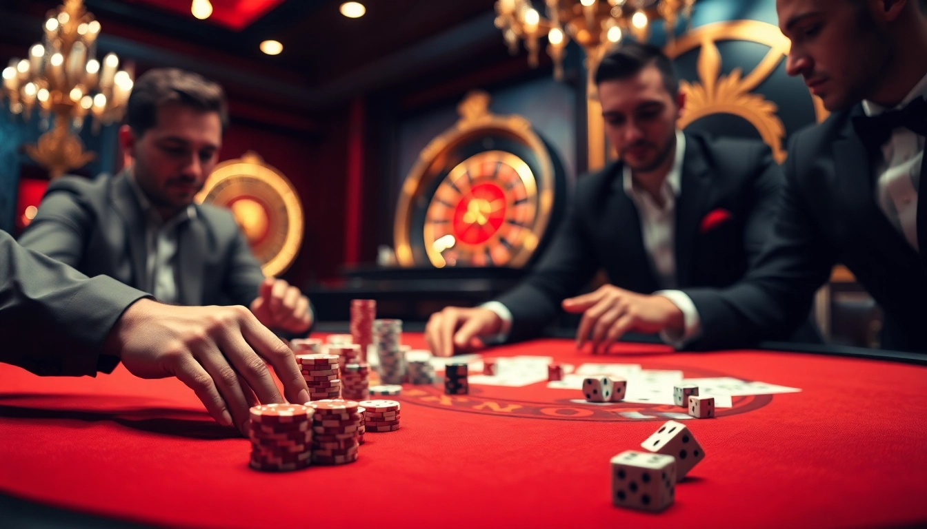 Exciting poker game scene at king 88 casino with vibrant chips and cards.