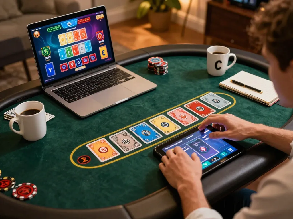 Engaged player enjoying online baccarat gameplay on ok365, showcasing an interactive gaming scene.