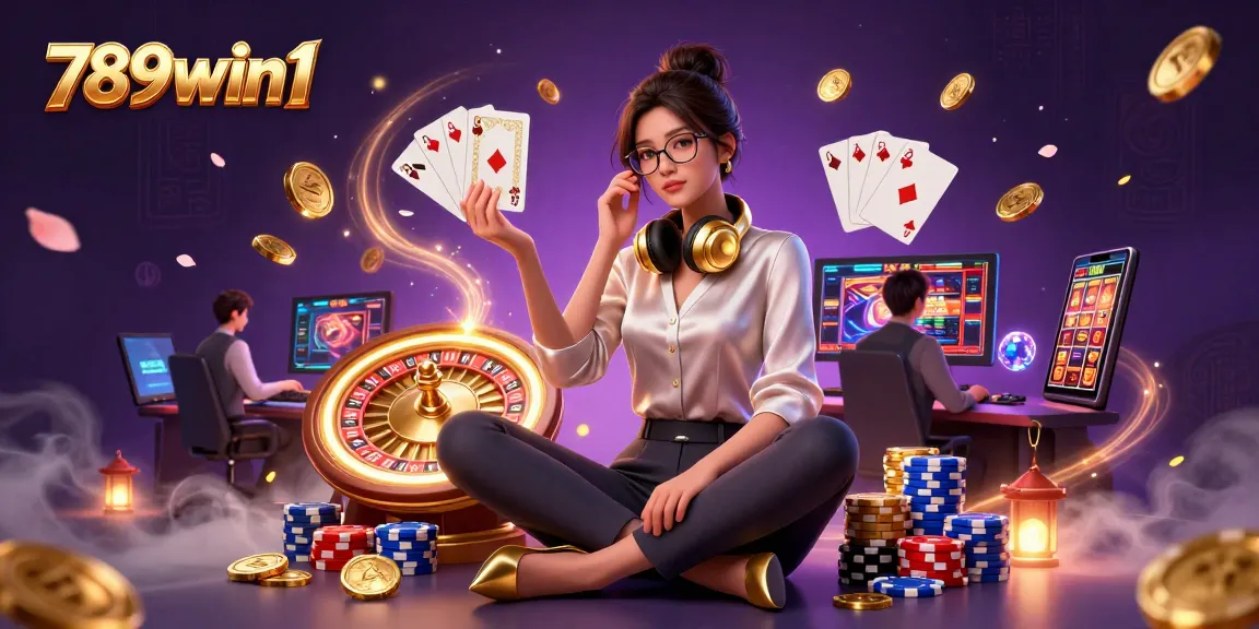 Engage with 789win1's vibrant gaming world filled with coins, cards, and electric atmosphere