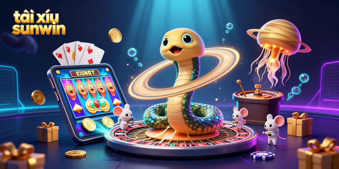 Engage with tài xỉu sunwin in a vibrant, dynamic 3D casino scene featuring unique characters and colorful game elements.