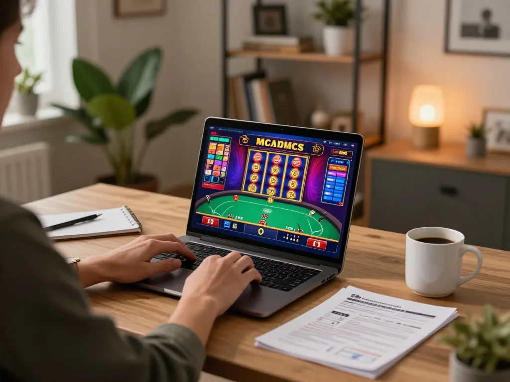 Engaging in Slot Malaysia online gaming, showcasing strategic gameplay at home.