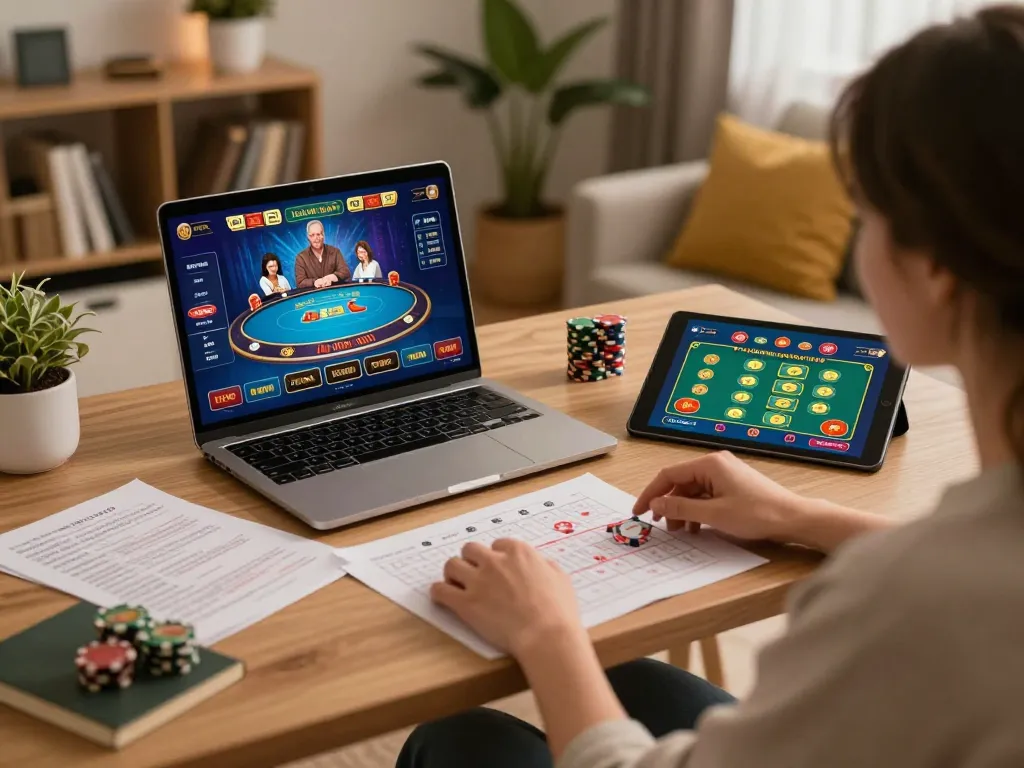Player engaging with xx88 online casino games from a cozy home setup.