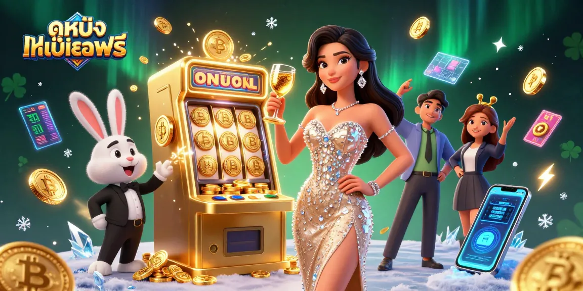 Play ดูหนังออนไลน์ฟรี for a thrilling jackpot experience with a glamorous character and vibrant casino elements.