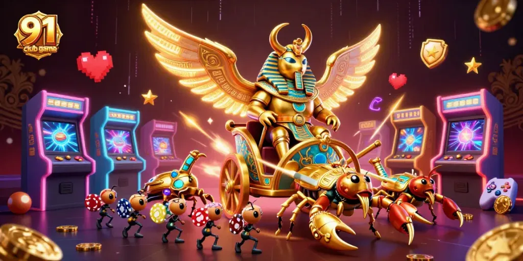 Engage with the 91 club game through an exciting illustration of gold-themed gaming elements.