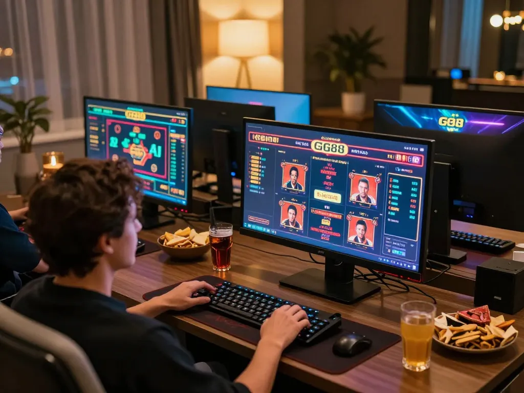Player enjoying a thrilling GG88 online casino experience with multiple games on display.
