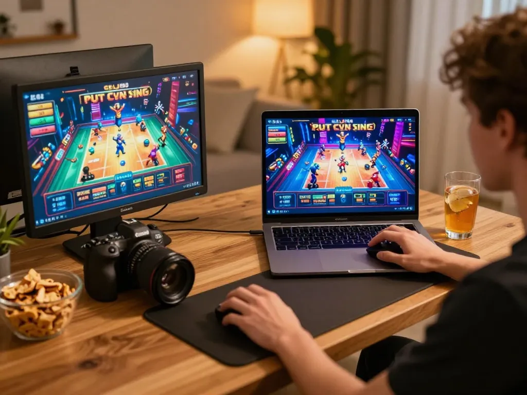 Player enjoying online gaming on GO8 site from a cozy living room