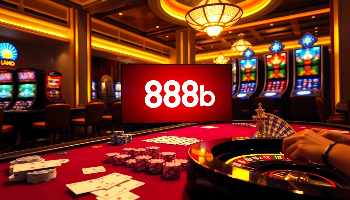 Engaged players enjoying games at 888b's luxurious casino tables filled with excitement.