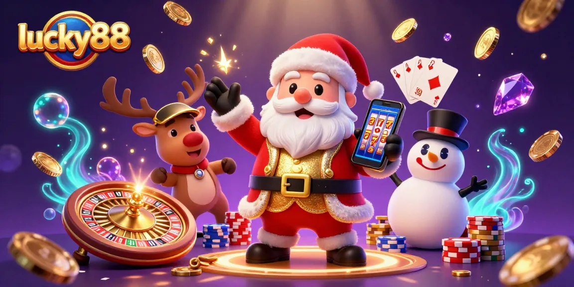 Spin the reels of lucky88 with Santa and friends in a dazzling casino scene filled with excitement.