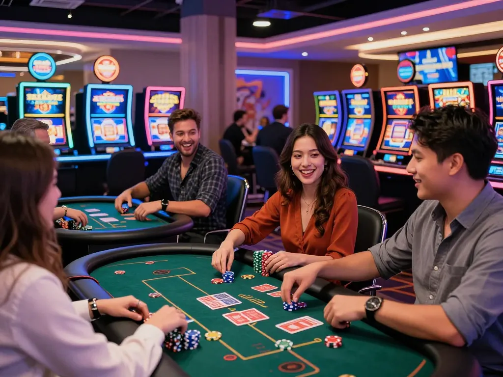 Engaging online casino experience with players enjoying MM88 gaming tables and vibrant atmosphere.