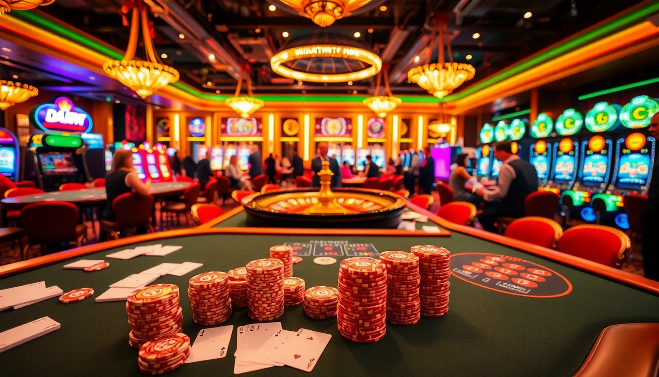 Engaged players enjoying luxurious casino games at Hay88 com, showcasing vibrant tables and roulette activities.
