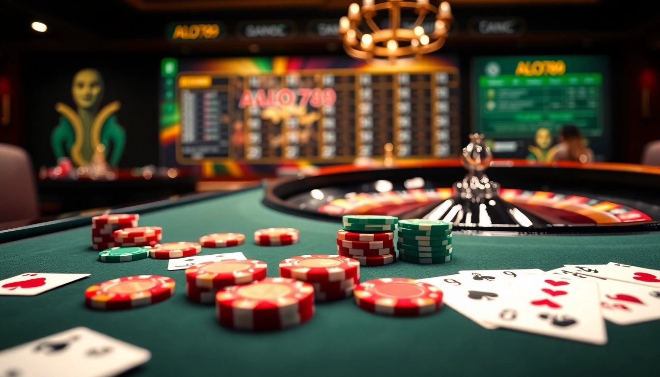 Experience the thrill of ALO789 with vibrant casino tables and exciting gambling elements.