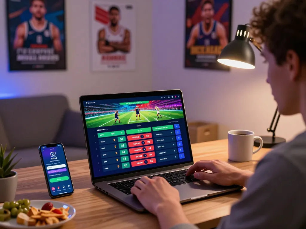 Engaged user exploring Five88 online betting platform in a cozy environment