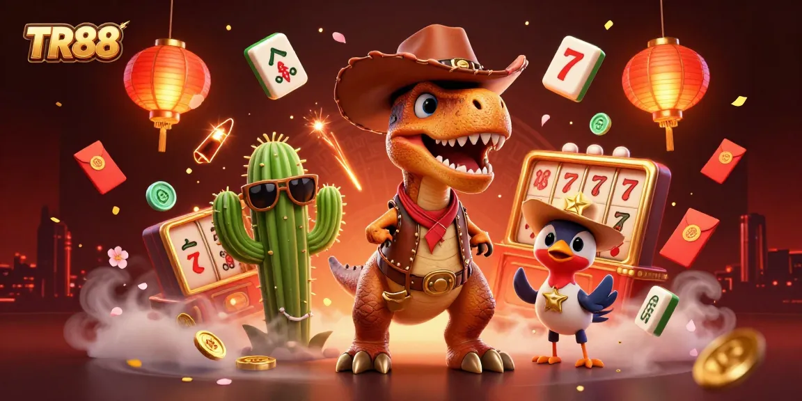 Engage in thrilling TR88 casino action with vibrant characters and glowing game elements.
