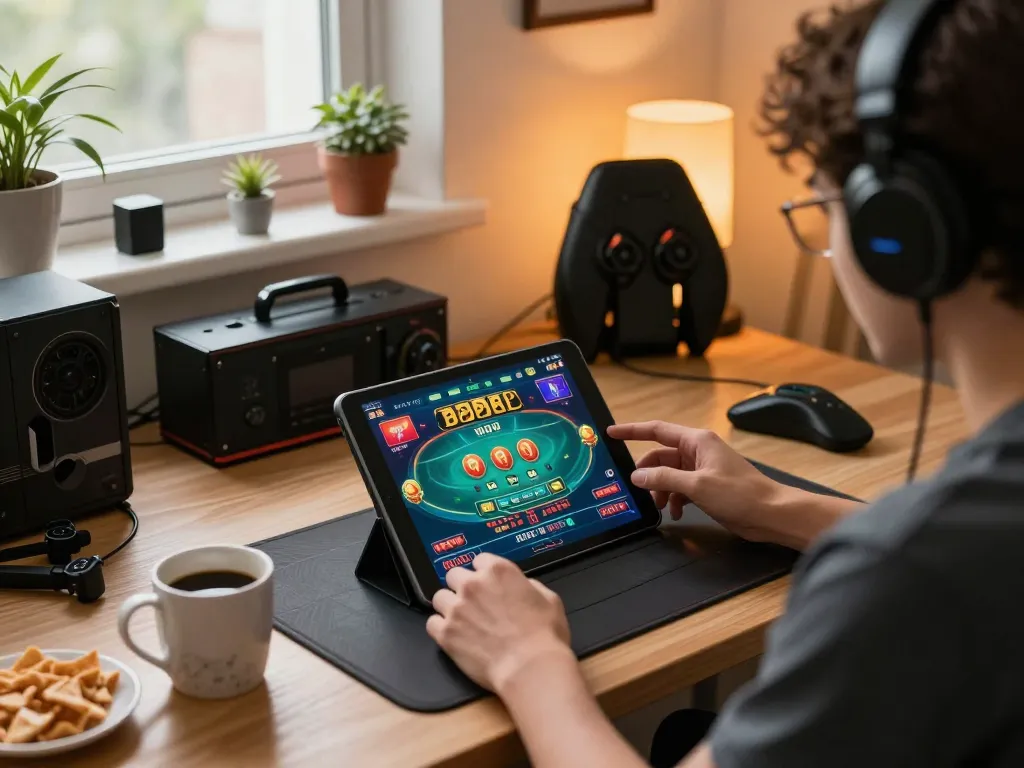 Engaging baccarat gameplay on tablet from https://go8.agency/ with cozy home ambiance.