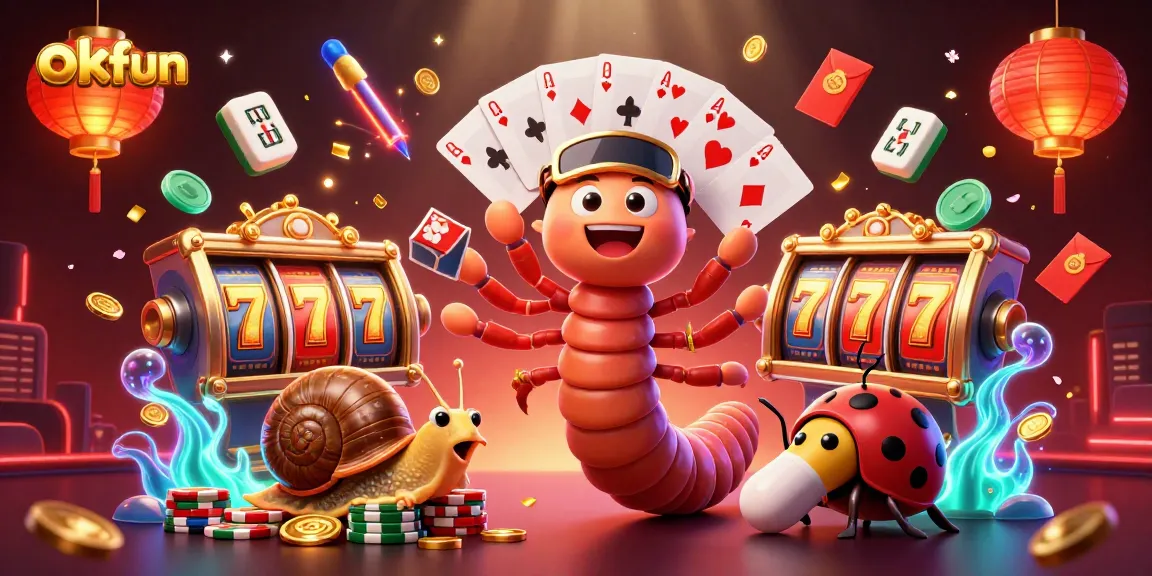 Experience exciting gaming with okfun's engaging casino illustration, featuring vibrant characters and rich details.