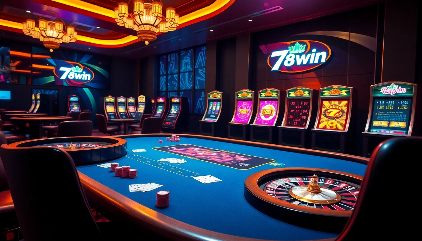 Gamblers enjoy a thrilling experience at 789Win's luxurious online casino with poker and slot machines.