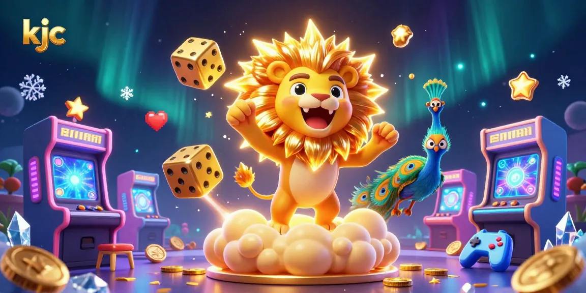 Experience the thrill of KJC through a dynamic 3D gaming scene filled with vibrant casino elements.
