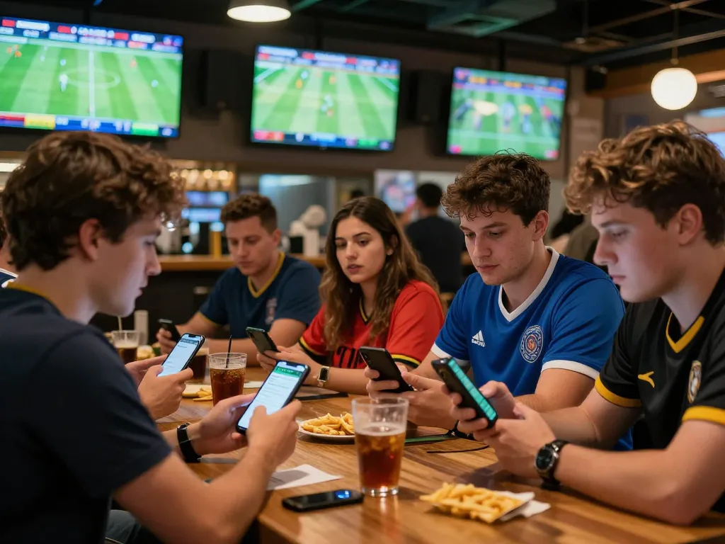 Betting excitement at a sports bar using keobongda to analyze live football matches