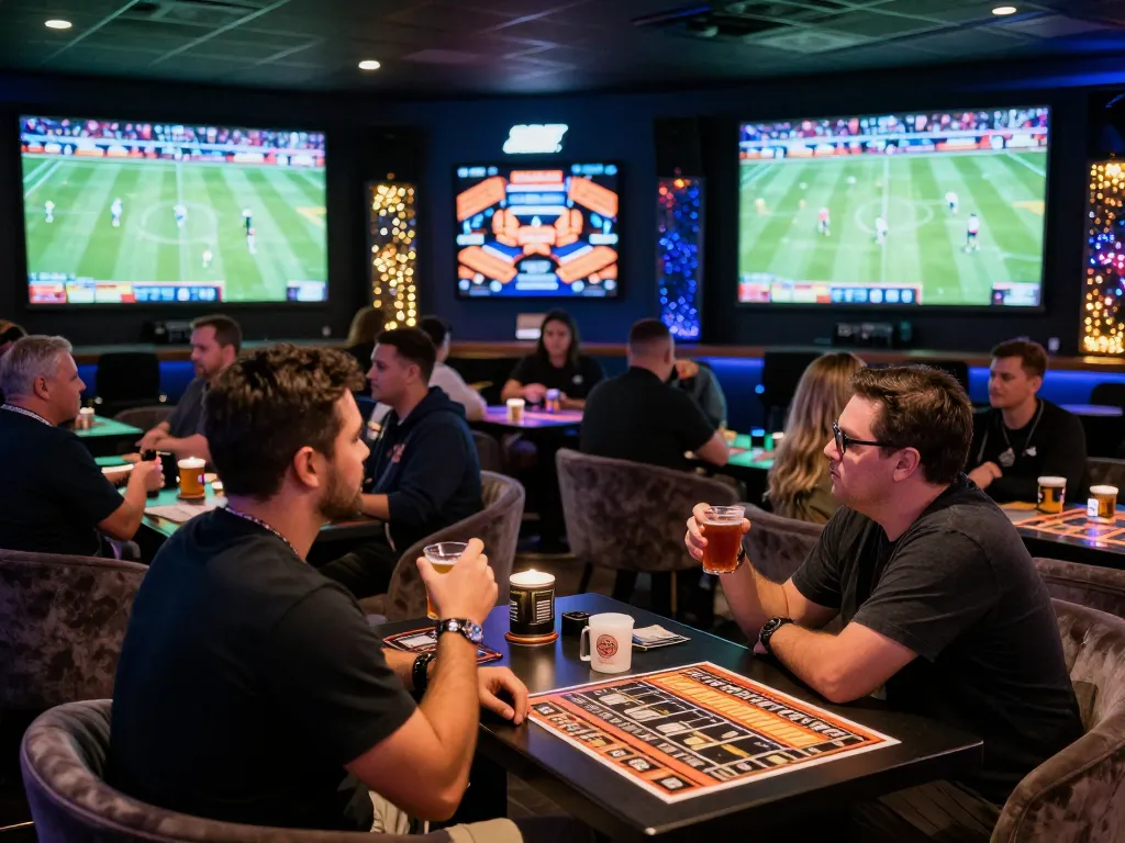 Engage in live sports betting with excitement at https://tx88at.com/ surrounded by enthusiastic fans and betting slips
