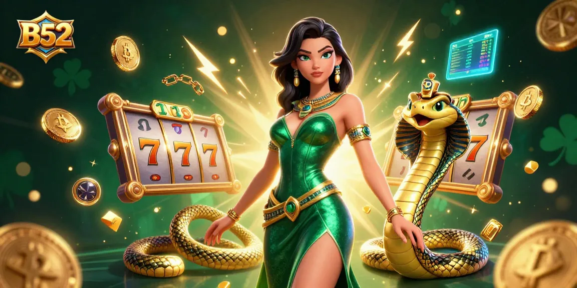 Engage in thrilling slot adventures with B52 casino, featuring striking characters and vibrant game elements.