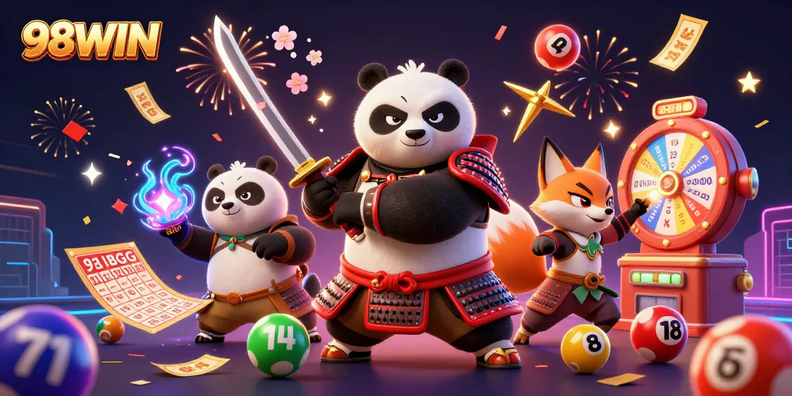 Engage with 98WIN in a vibrant casino scene featuring dynamic characters and game elements.