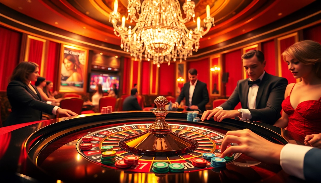 Glamorous casino scene with roulette table and engaging players showcasing SC88 excitement.