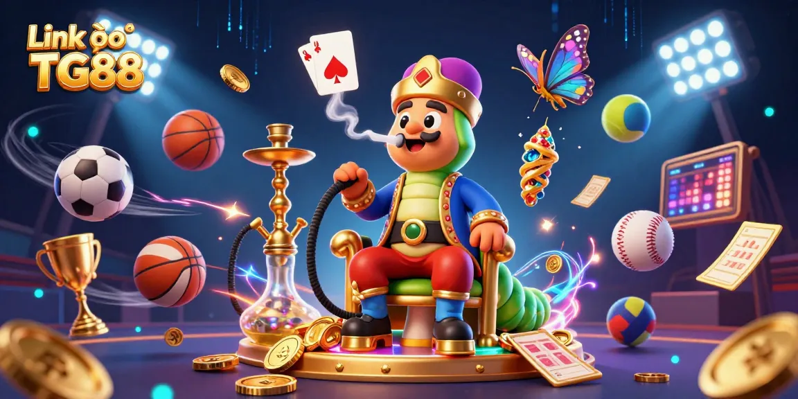 Engage with Link vào TG88 through vibrant 3D casino imagery showcasing sports betting elements and excitement.