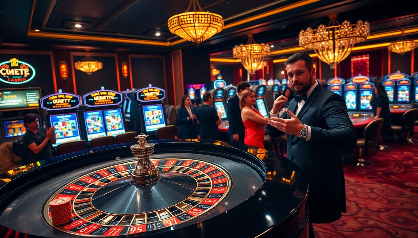 Luck8 players enjoying an exciting game at a luxurious casino roulette table.