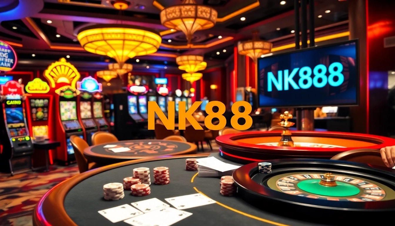Experience the excitement of NK88 with vibrant casino elements and professional gameplay.