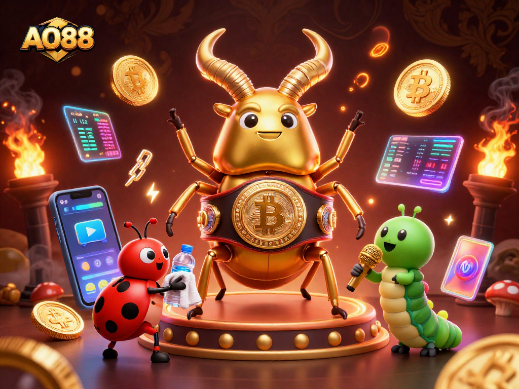 Experience the thrilling action of AO88 as cartoon characters engage in vibrant gambling excitement.