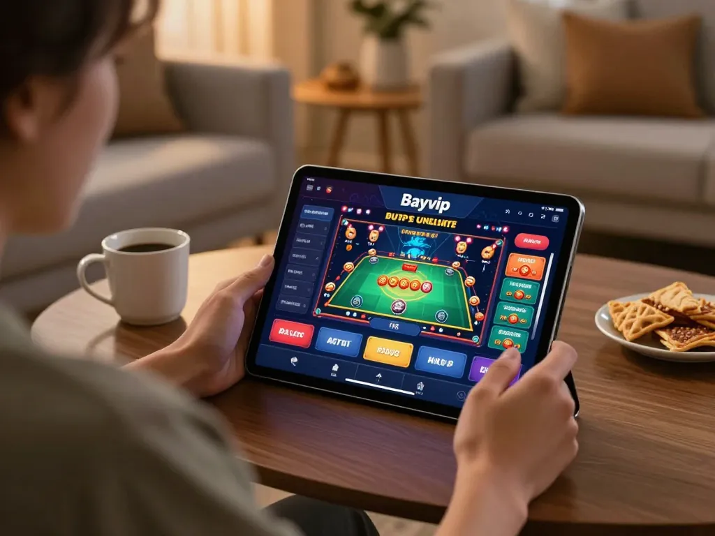 Engage with Bayvip's exciting casino app while enjoying a cozy home atmosphere