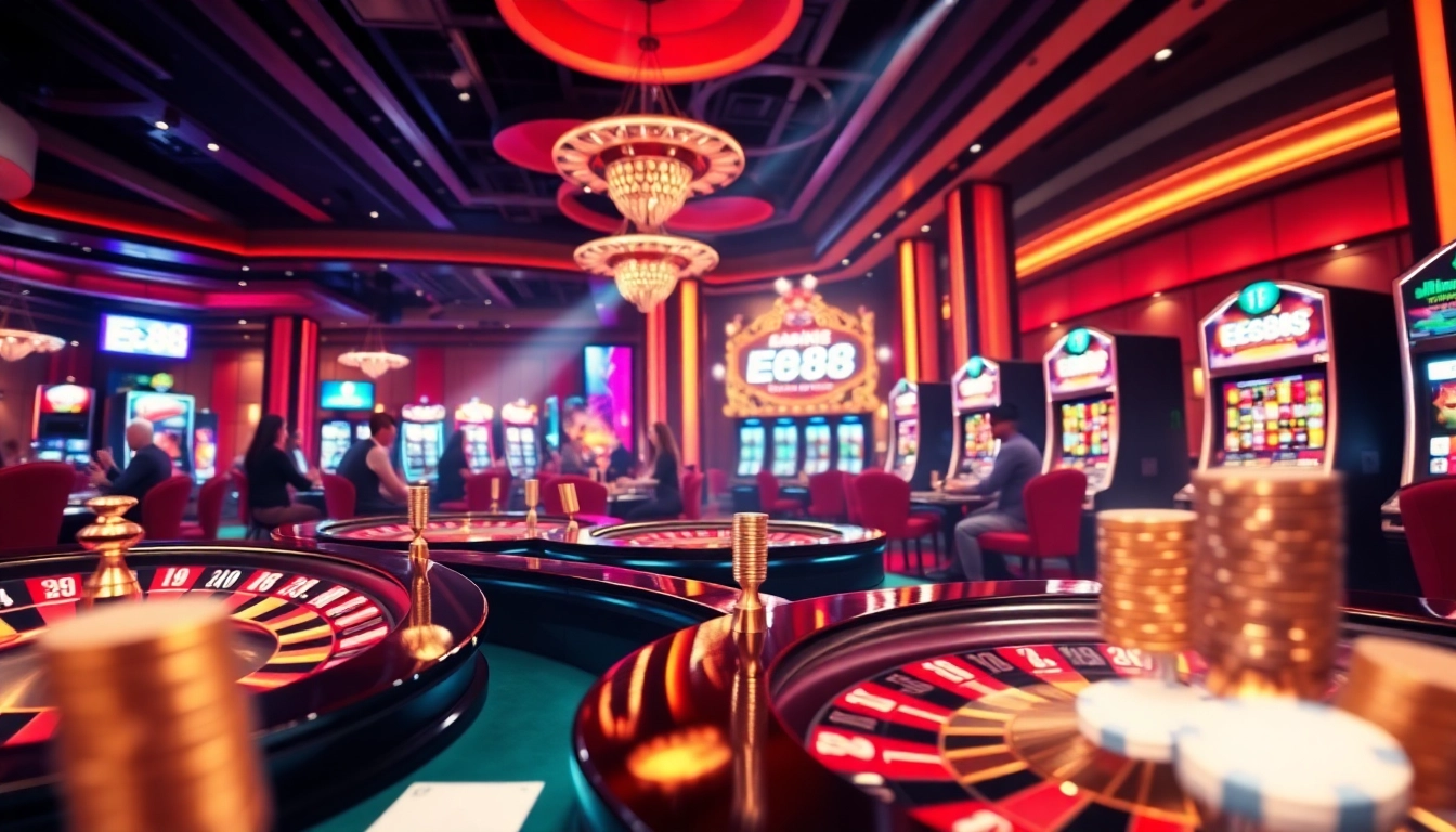 Experience thrilling gambling moments at Ee88 with vibrant casino elements and engaging gameplay.