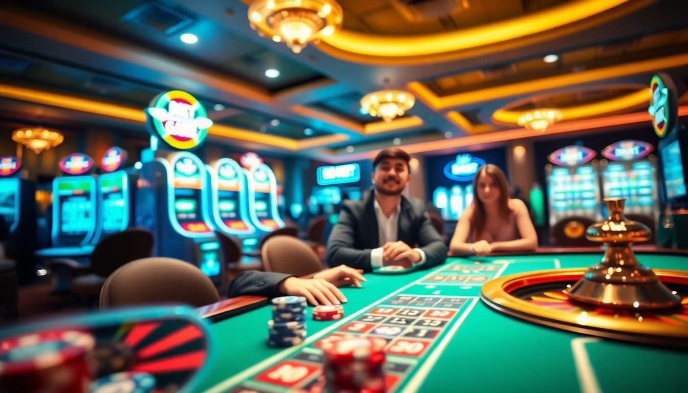 Experience the thrilling atmosphere of 8KBET GAME with interactive casino tables and vibrant online gambling visuals.