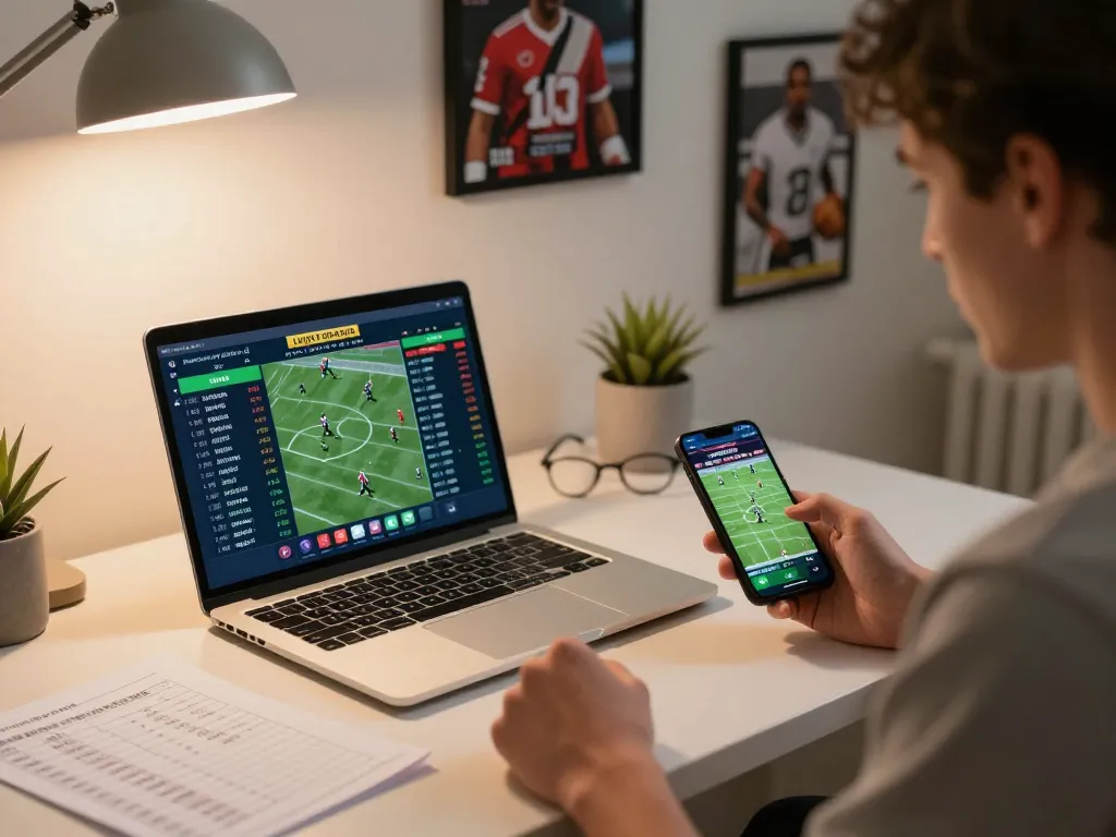 Engage with luckywin com while placing live sports bets at a stylish home setup.