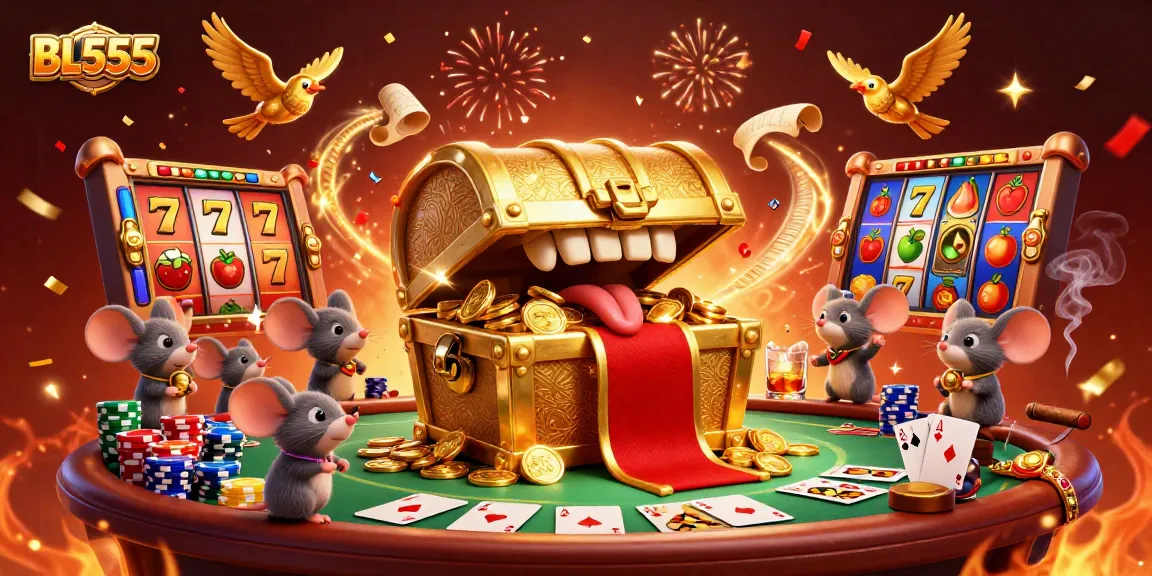 Engage with BL555’s thrilling treasures and winning strategies in an extravagant casino scene.