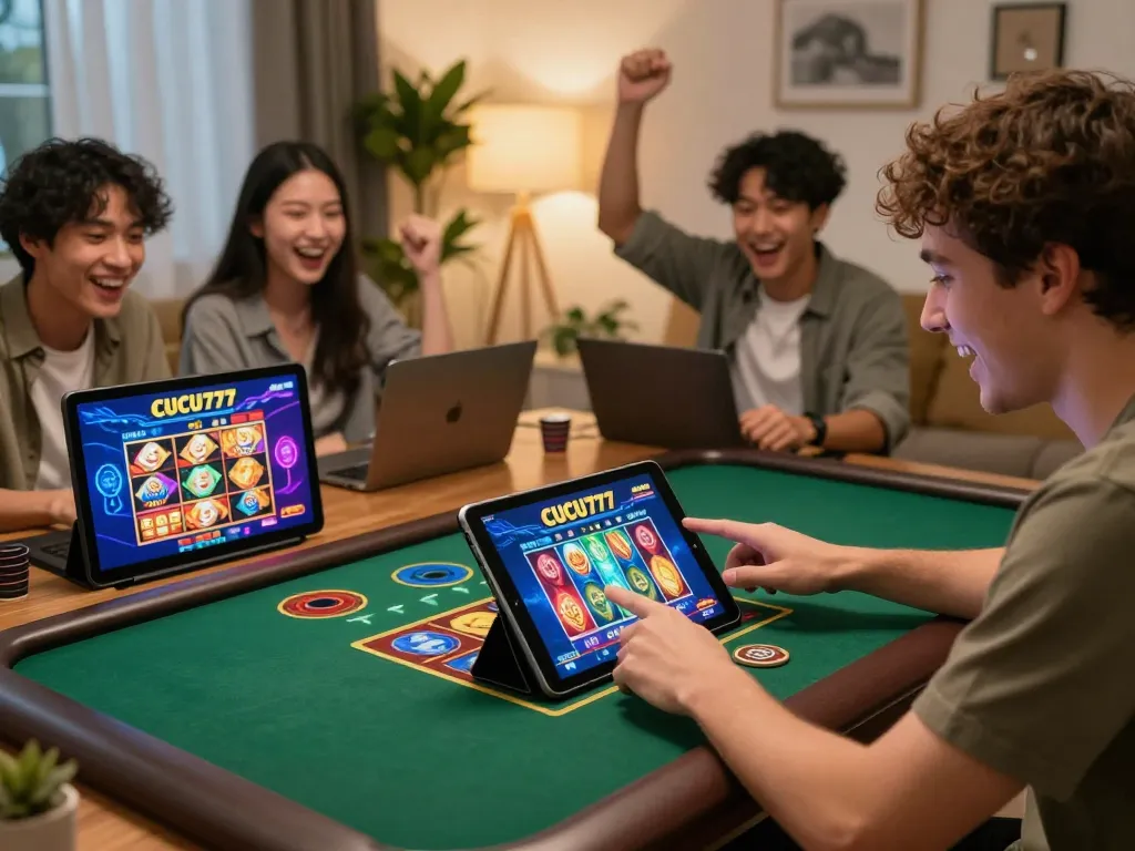 Players celebrate their wins on CUCU777 while enjoying a thrilling online casino experience at home.